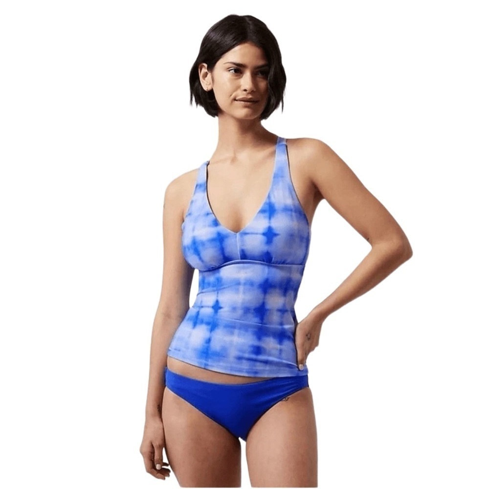 Athleta blueTie-Dye plunge Tankini Top